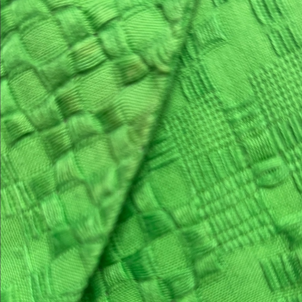 Milly Vibrant Green Woven Cotton Retro 3/4 Sleeve Coat Gold Buttons Size 2 - Picture 8 of 10